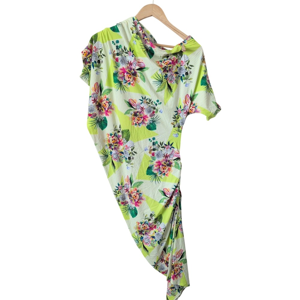 JENNAFER GRACEโ Limited Edition Handmade Asymmetrical Floral Dress Sz S Tropical